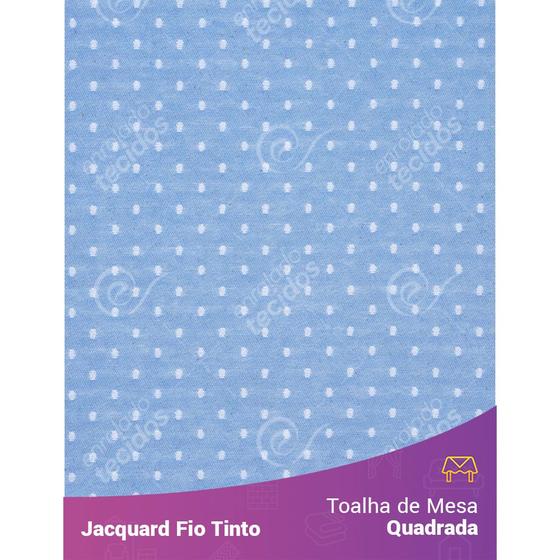 Imagem de Toalha de Mesa Quadrada em Tecido Jacquard Azul Bebê e Branco Poá Fio Tinto