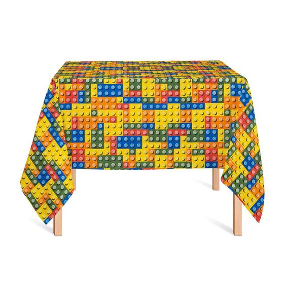 Imagem de Toalha de Mesa Quadrada em Tecido Jacquard Estampado Lego