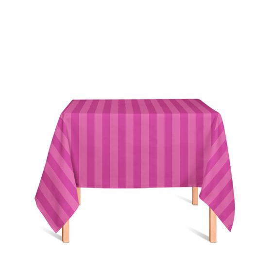 Imagem de Toalha de Mesa Quadrada em Tecido Jacquard Pink Listrado Tradicional