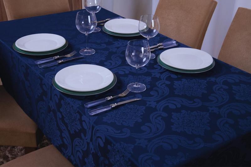 Imagem de Toalha de Mesa Quadrada Jacquard 1,35x1,50 ul Marinho