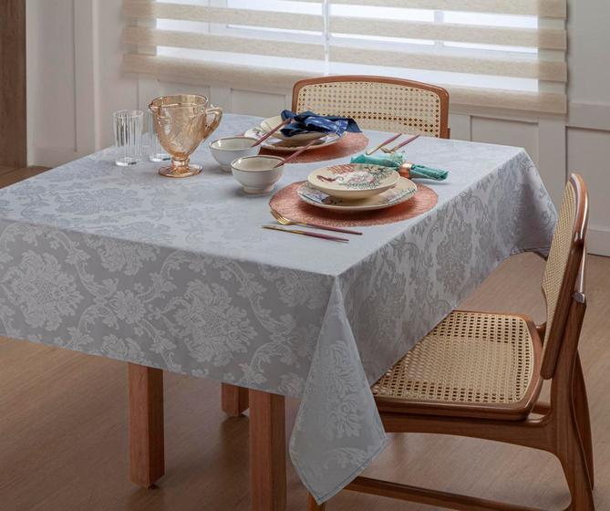 Imagem de Toalha De Mesa Quadrada Jacquard Para Jantar 1,50m Cáqui