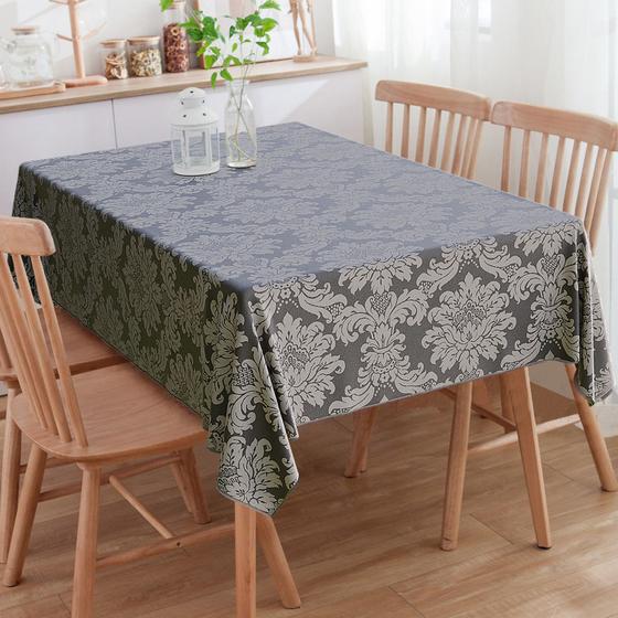 Imagem de Toalha de Mesa Quadrada Medalhão Preto e Crú 2.20m x 2.20m