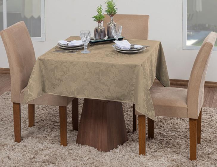 Imagem de Toalha De Mesa Quadrada Sala Jantar Jacquard 4 Lugares