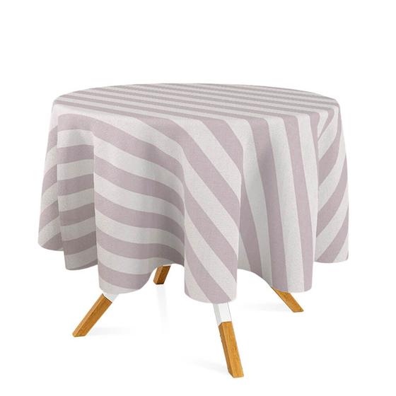 Toalha de Mesa Redonda em Tecido Jacquard Prata Listrado Tradicional Menor preço em Toalha de Mesa Redonda em Tecido Jacquard Prata Listrado Tradicional