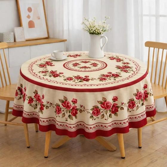Toalha De Mesa Redonda Estampada 1,45m Linhão