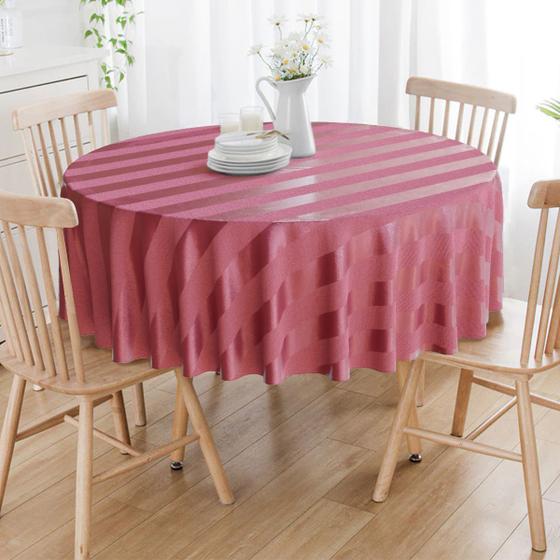Imagem de Toalha De Mesa Redonda Marsala Listrado 10 Lugares