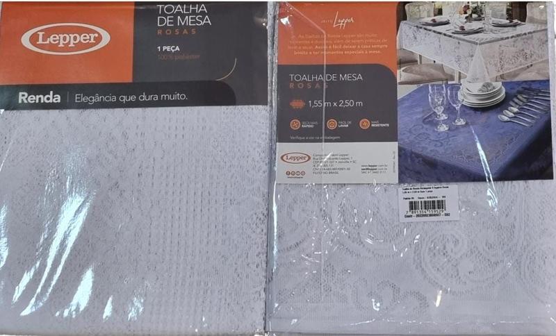 Imagem de Toalha De Mesa Renda Lepper Retangular Rosas