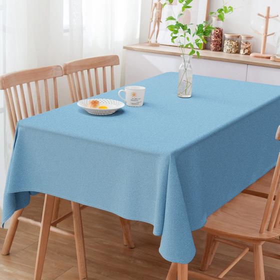 Imagem de Toalha De Mesa Retangular 6 Lugares Liso Azul E Dourado