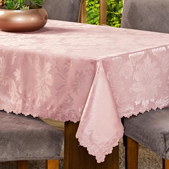 Imagem de Toalha de Mesa Retangular Avulsa Jacquard Medalhão 2,20m x 1,40m para 06 Lugares - Decoração Cozinha Moderna Luxo