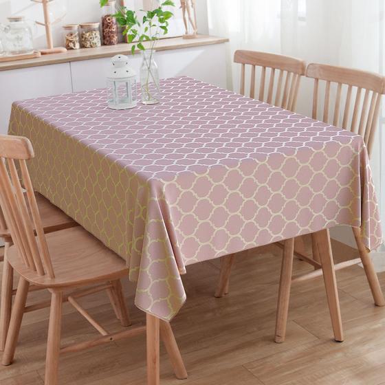 Imagem de Toalha de Mesa Retangular Colmeia Rosa e Dourado 6 Lugares