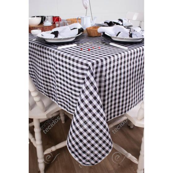 Imagem de Toalha de Mesa Retangular em Oxford Xadrez Preto
