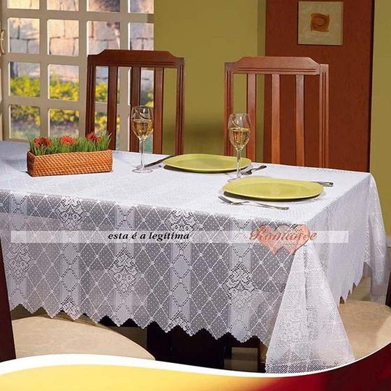 Imagem de Toalha de mesa retangular em renda branca 2,10 x 1,40 mesa