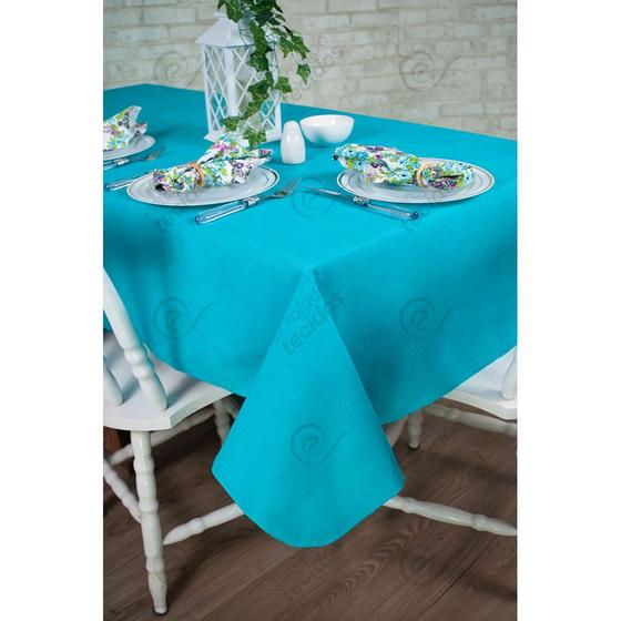 Imagem de Toalha de Mesa Retangular em Tecido Impermeável Acqua Linea Sapucaia Turquesa