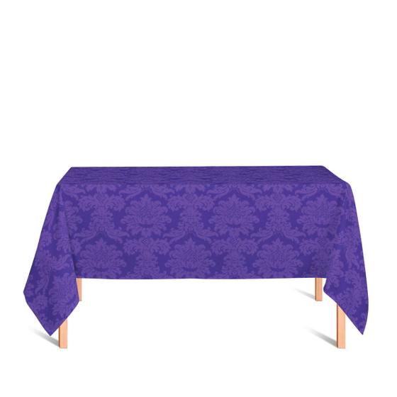 Imagem de Toalha de Mesa Retangular em Tecido Jacquard 100% Poliéster Medalhão Roxo