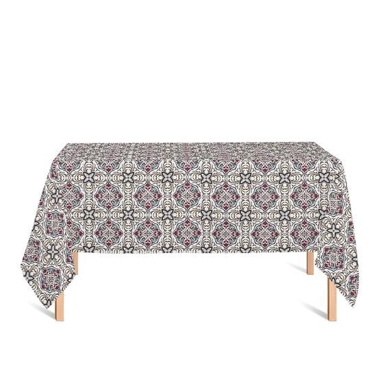 Toalha de Mesa Retangular em Tecido Jacquard Estampado Azulejo Português Marsala Menor preço em Toalha de Mesa Retangular em Tecido Jacquard Estampado Azulejo Português Marsala