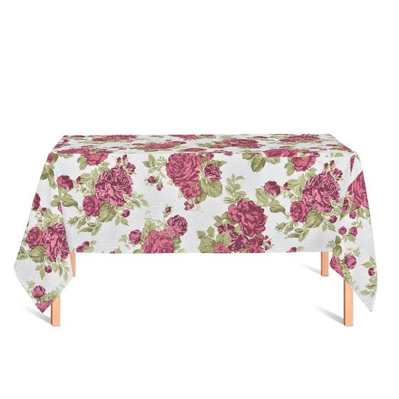 Imagem de Toalha de Mesa Retangular em Tecido Jacquard Estampado Floral Vermelho