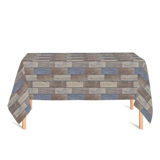 Imagem de Toalha de Mesa Retangular em Tecido Jacquard Estampado Madeira Demolição