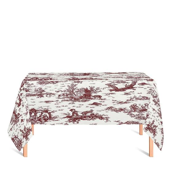 Imagem de Toalha de Mesa Retangular em Tecido Jacquard Estampado Toile de Jouy Marsala