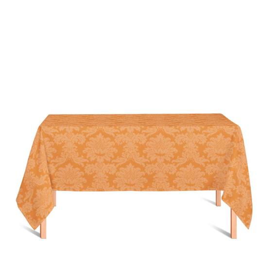 Imagem de Toalha de Mesa Retangular em Tecido Jacquard Laranja Medalhão Tradicional