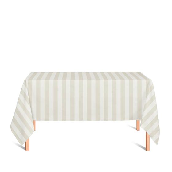 Imagem de Toalha de Mesa Retangular em Tecido Jacquard Palha Crú (Rústico) Listrado Tradicional