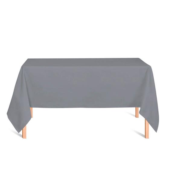 Imagem de Toalha de Mesa Retangular em Tecido Jacquard Prata e Preto Liso Tradicional