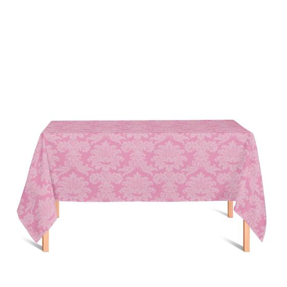 Toalha de Mesa Retangular em Tecido Jacquard Rosa Bebê Medalhão Tradicional Menor preço em Toalha de Mesa Retangular em Tecido Jacquard Rosa Bebê Medalhão Tradicional