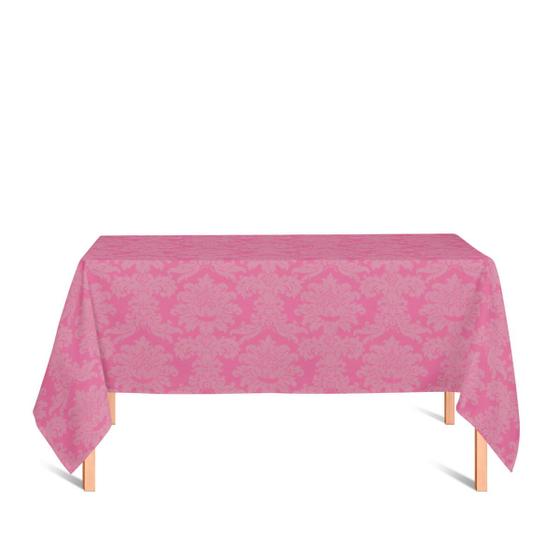 Imagem de Toalha de Mesa Retangular em Tecido Jacquard Rosa Pink Chiclete Medalhão Tradicional