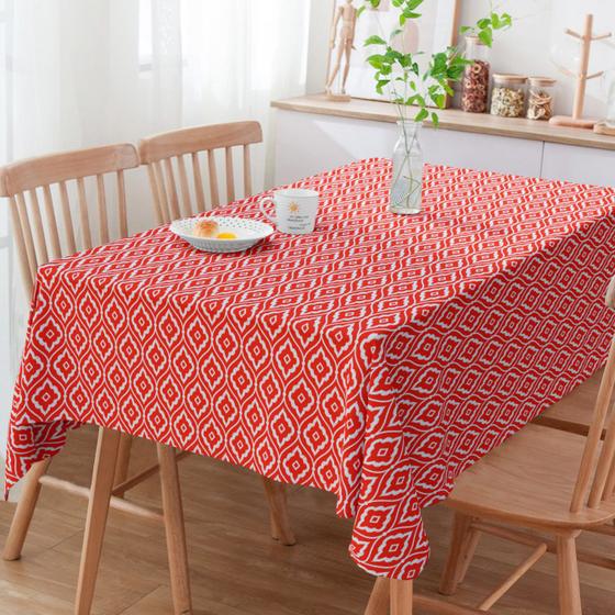 Imagem de Toalha De Mesa Retangular Geométrico Vermelho 3m x 1.40m