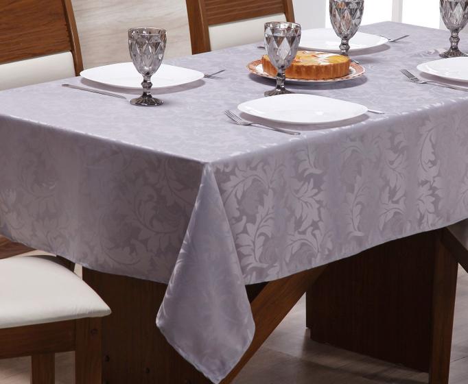 Imagem de Toalha de mesa retangular grande jacquard luxuosa 10 lugares