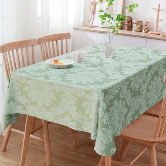 Imagem de Toalha de Mesa Retangular Jacquard Medalhão Verde Pistache 6 Lugares