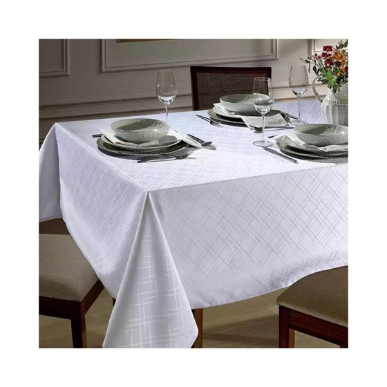 Imagem de Toalha de Mesa Retangular Jacquard Requinte Liso 8 Lugares - Quadriculados