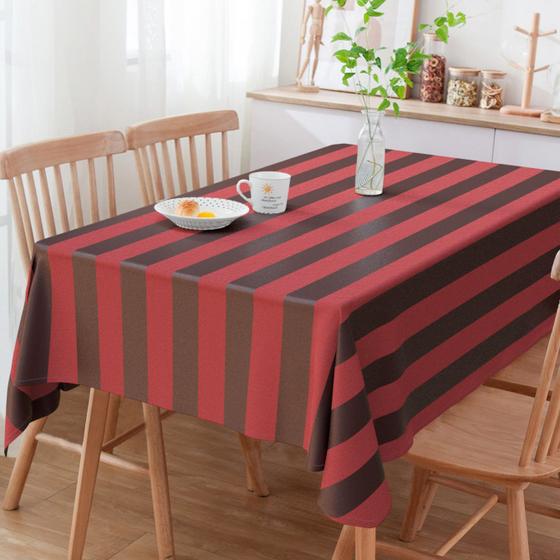 Imagem de Toalha De Mesa Retangular Listrado Marrom E Marsala 3m x 1.40m