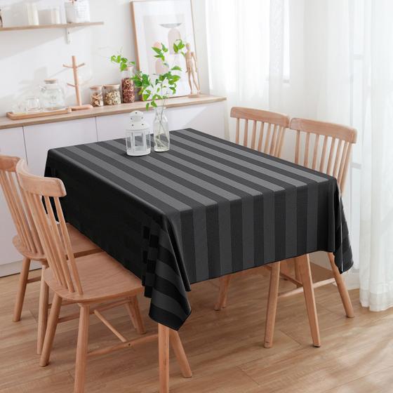 Imagem de Toalha De Mesa Retangular Listrado Preto 3m x 1.40m