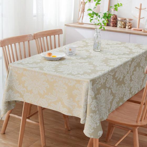 Imagem de Toalha De Mesa Retangular Medalhão Dourado E Bege 3m x 1.40m