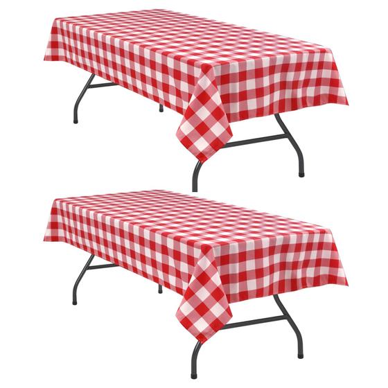 Imagem de Toalha de mesa retangular quadriculada Hiasan, pacote com 2, 132x178cm, vermelha