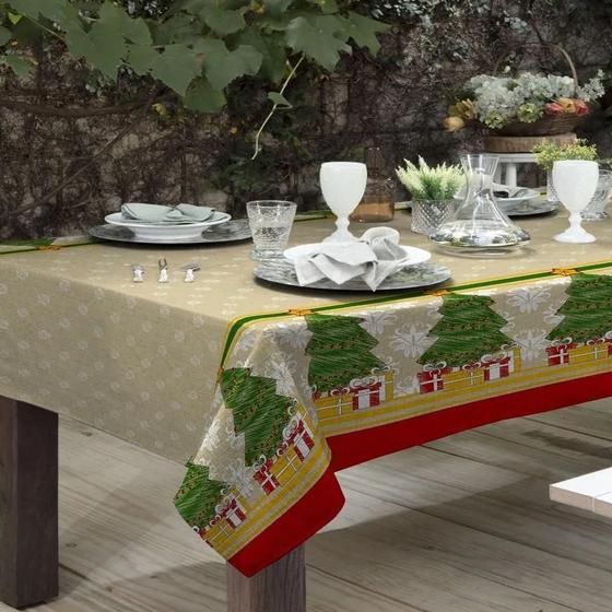 Imagem de Toalha De Mesa Rústica Raner Natal 1,40X1,40 Árvore De Natal