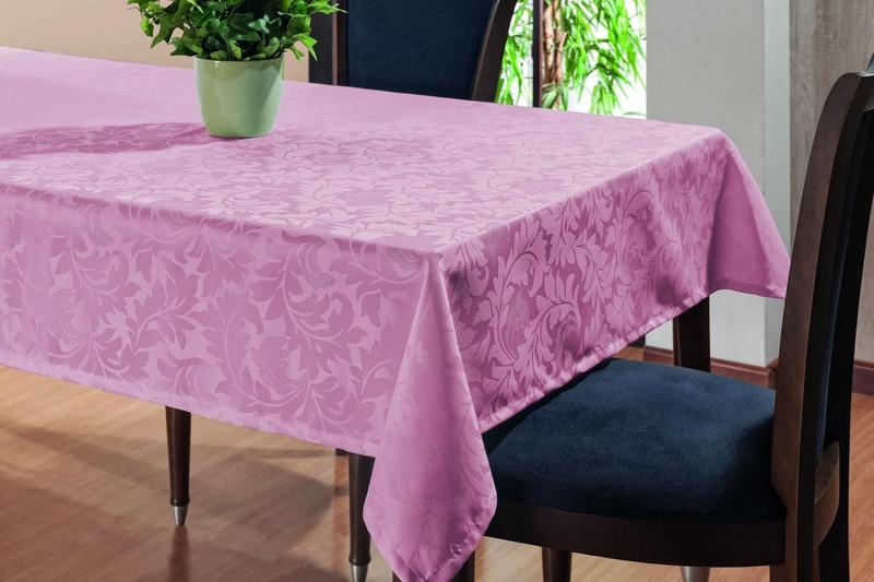 Imagem de Toalha De Mesa Sala Jantar 3,20x1,35 em Tecido Jacquard Rosê