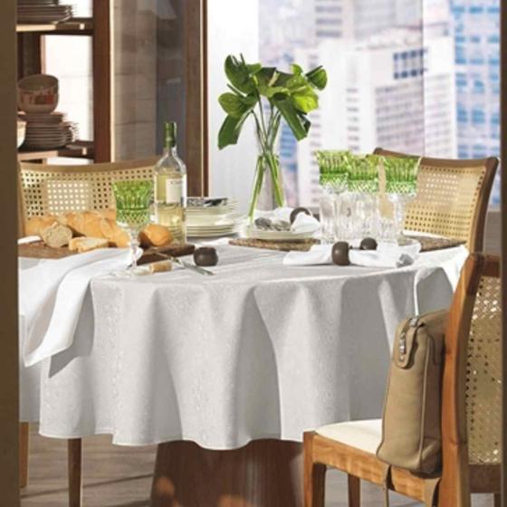 Imagem de Toalha de Mesa Sempre Limpa Jacquard Redonda 6 Lugares 178rd Faenza Branco