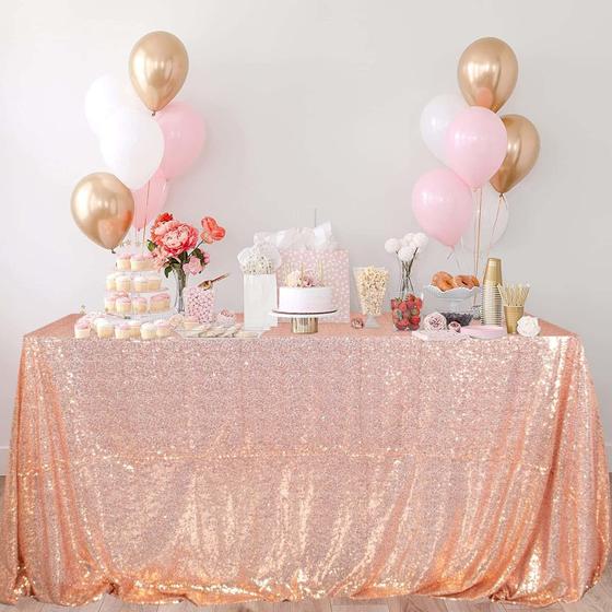 Imagem de Toalha de mesa ShiDianyi Rose Gold Sequin 90x132cm Retangular