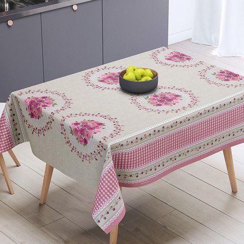 Imagem de toalha de mesa termica impermeavel danubio rosa floral 2,20 X 1,40 6 cadeiras