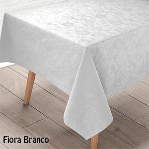 Imagem de toalha de mesa termica plastico impermeavel branco floral 2,20 x 1,40 6 cadeiras