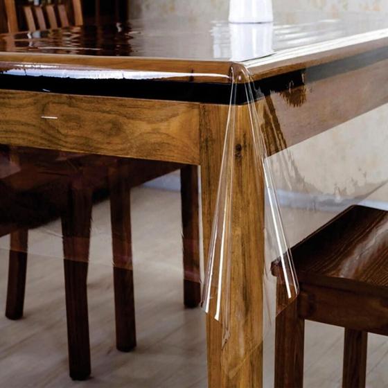 Imagem de Toalha De Mesa Transparente Retangular Quadrada Plastico Protetor Impermeavel