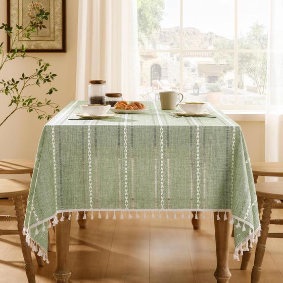 Imagem de Toalha de Mesa ZeeMart Bordada - Listrada 150x210cm