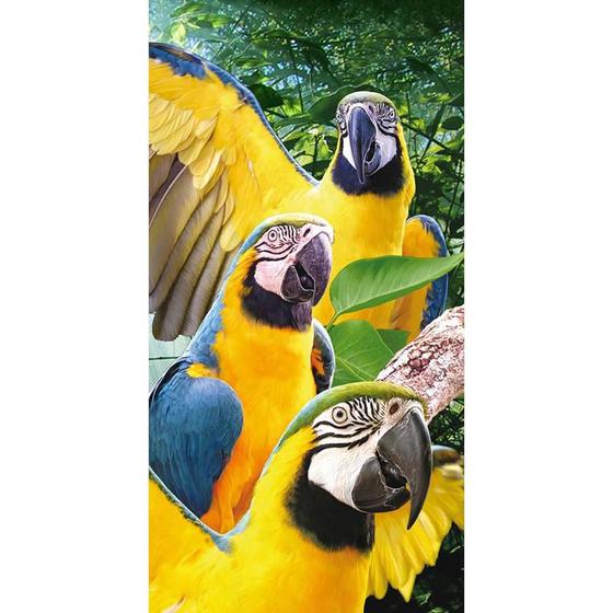 Imagem de Toalha De Praia Buettner Veludo Estampada Macaws Amarelo
