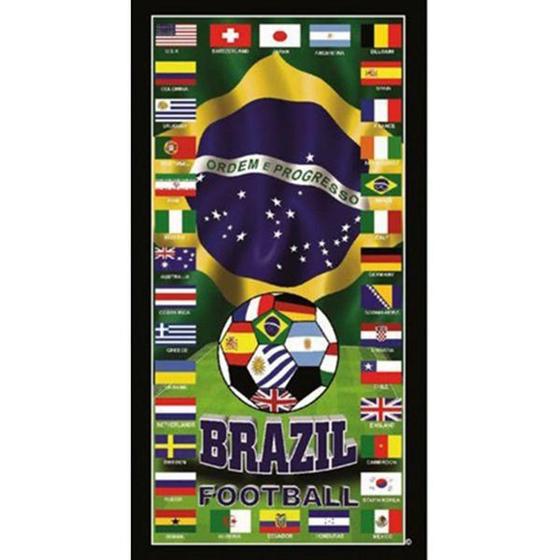 Imagem de Toalha de Praia Buettner Veludo Estampada Países da Copa 2014 Brazil Football Preto