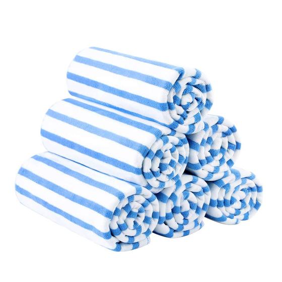 Imagem de Toalha de Praia Microfibra JML Cabana Stripe (27x55cm) - Pacote com 6 Unidades - Azul