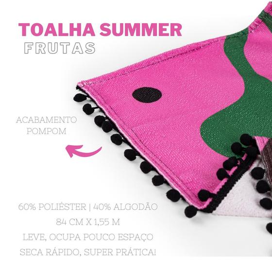 Imagem de Toalha De Praia Ou Piscina Seca Rápido Summer Com Pompom