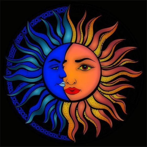 Imagem de Toalha esoterica  tarot mandala face lua azul astro sol  vela cx mdf