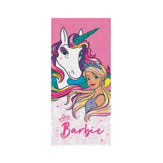 Imagem de Toalha Felpuda Banho Estampada Barbie Reinos Magicos 60x120 - Lepper