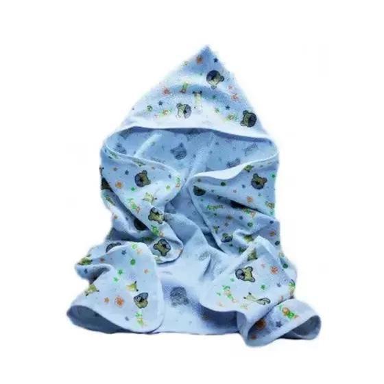 Imagem de Toalha Felpuda Com Capuz 100% Algodão Kit C/3 Parapipi Azul - Minasrey